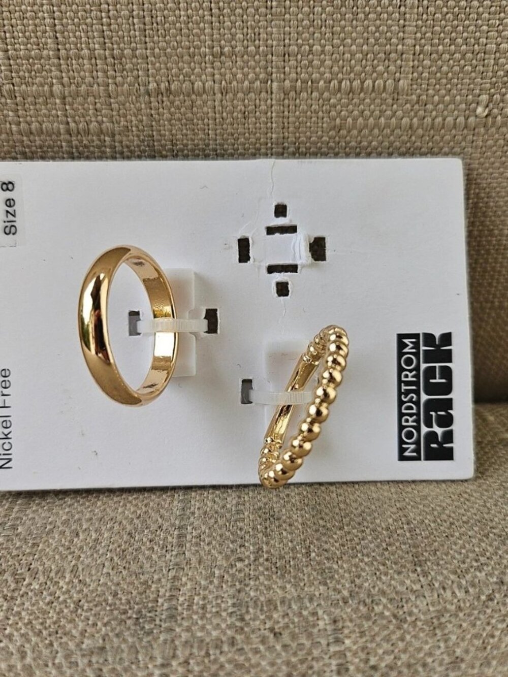 Nordstrom Rack Women Rings Finger Band Fashion Jewelry Gold Tone Set of 2 Size 8